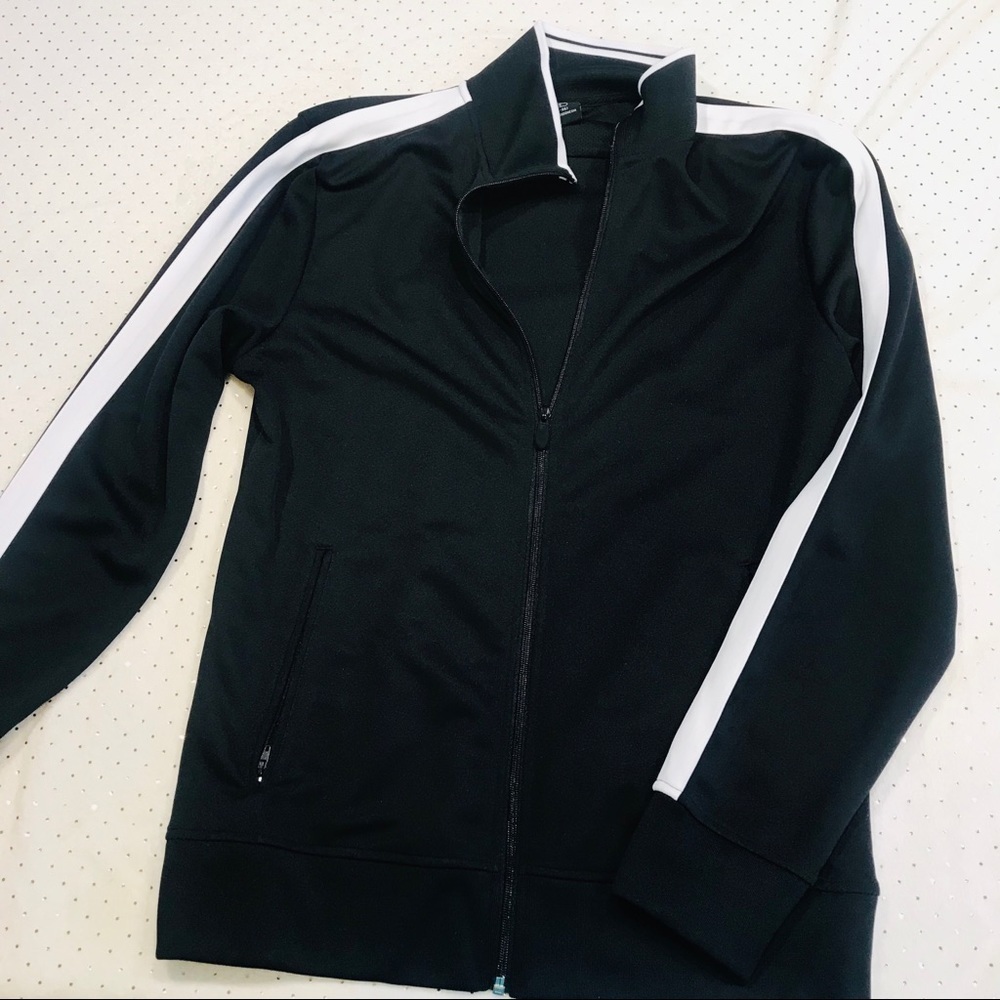 EU Starter Men's Black and White Zip-Up Athletic Jacket